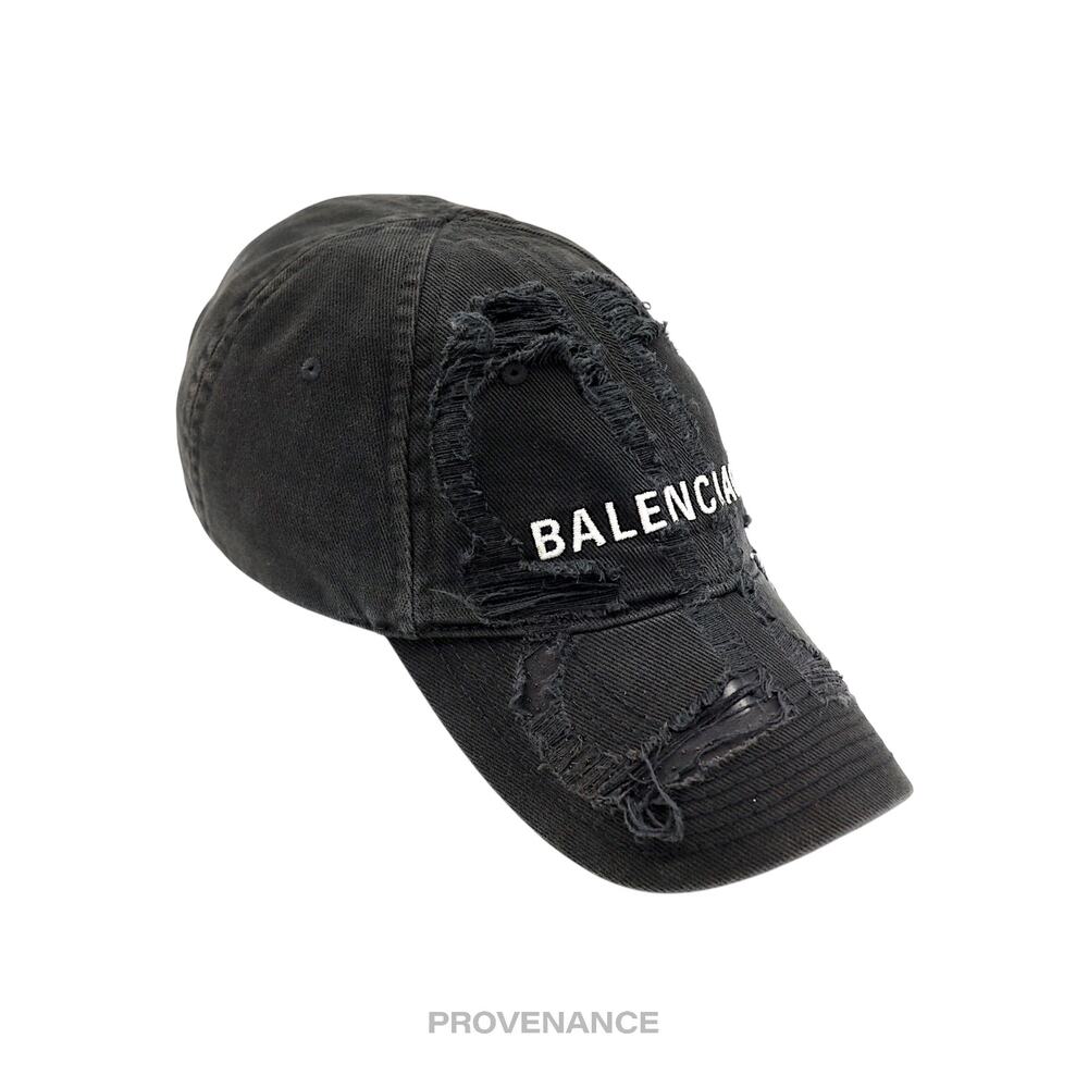 🔴 Balenciaga Embroidered Logo BB Lazer Destroyed Cap Black - Picture 3 of 13